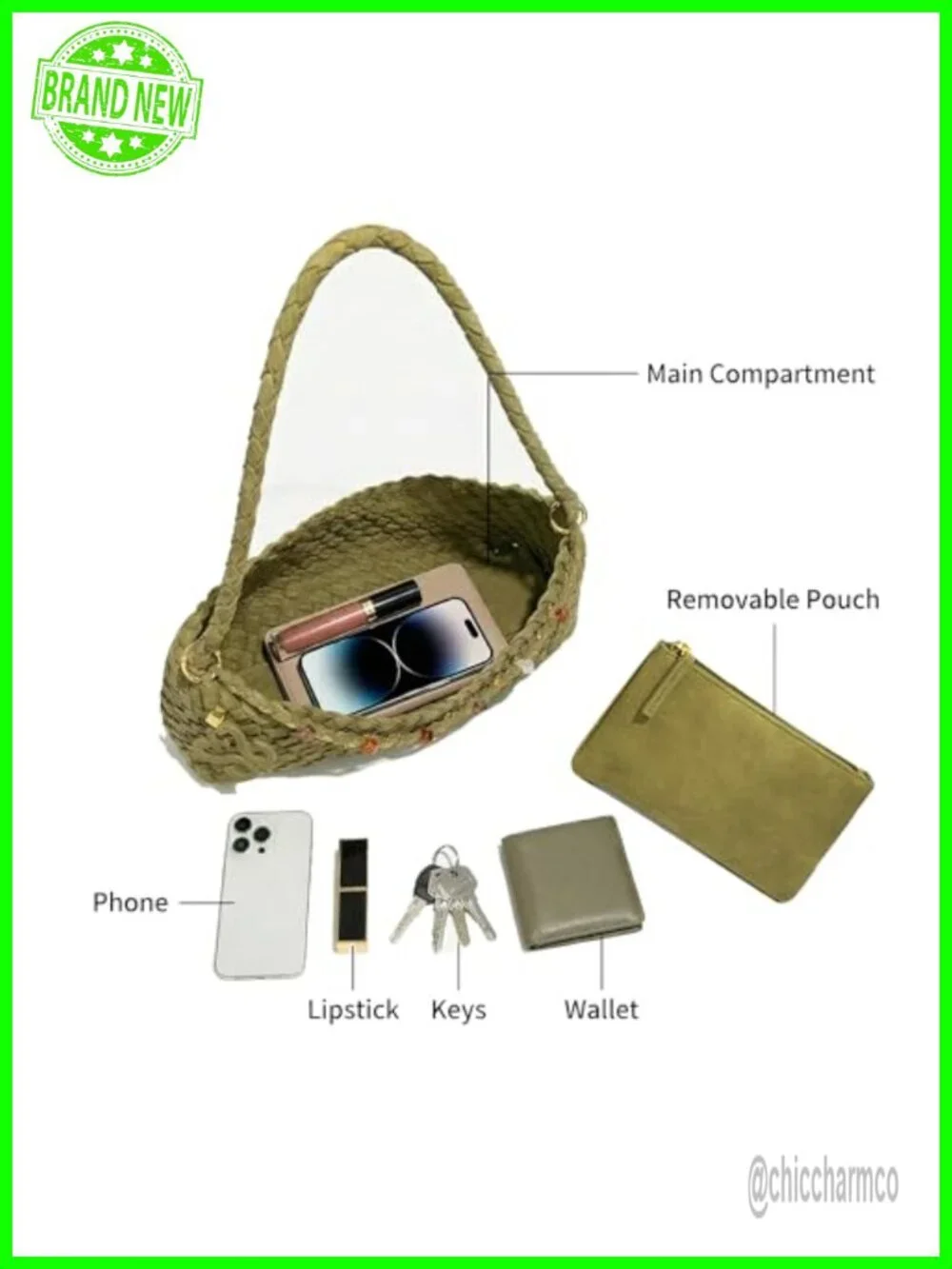 Small Soft Faux Suede Woven Hobo Handbag Shoulder Bag with Zippered Pouch